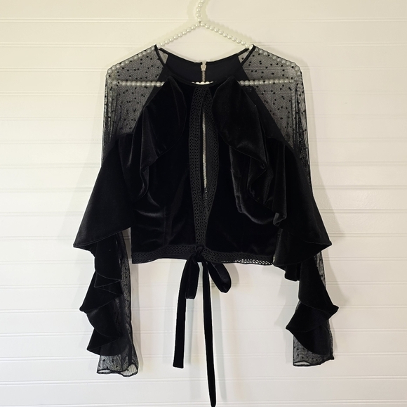 NWT PatBo Velvet Keyhole Long Sleeve Crop Top 8 - Picture 4 of 11